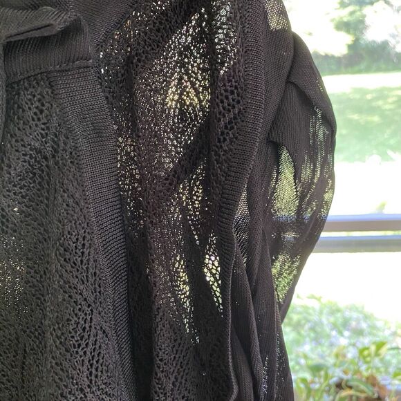 Ekaterina Kukhareva Semi-Sheer Witchy Crochet Collared Puff Slv Button Up Top XS - Picture 4 of 5